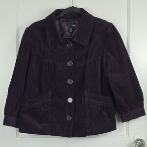H&M Purple Corduroy Retro Spring/Fall Jacket 12